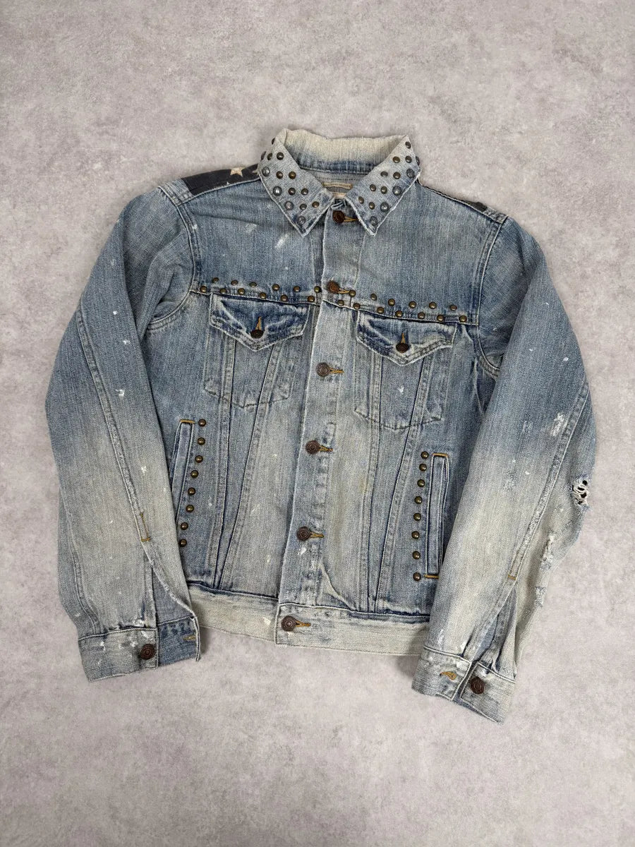2000s Ralph Lauren Denim & Supply Pins Studded USA Flag Denim Jacket GhavbrN 6