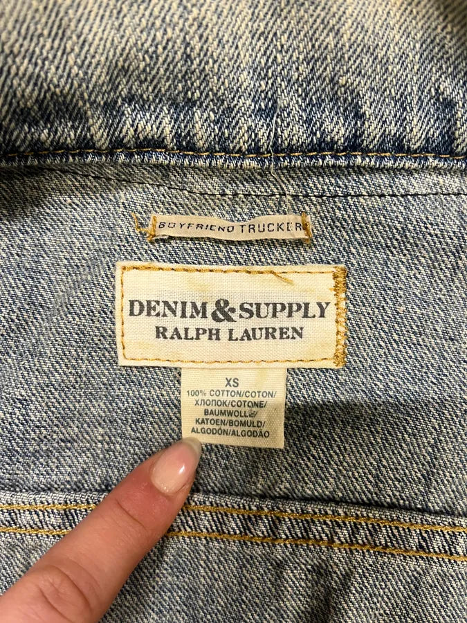 2000s Ralph Lauren Denim & Supply Pins Studded USA Flag Denim Jacket KSdzRvv 9