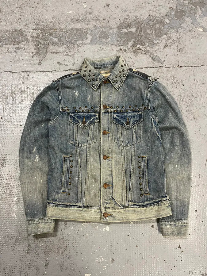 2000s Ralph Lauren Denim & Supply Pins Studded USA Flag Denim Jacket QvjqWcx 3