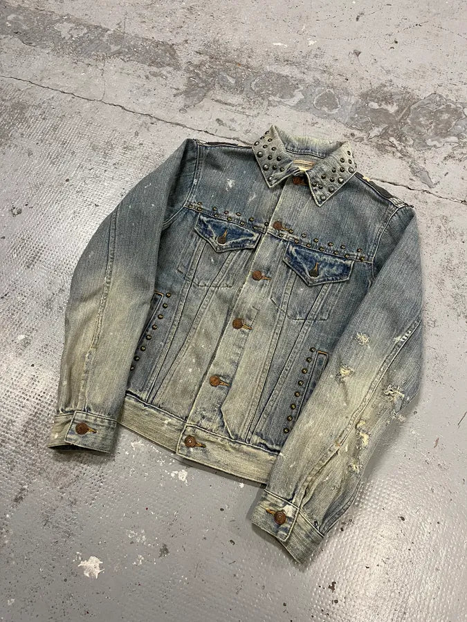 2000s Ralph Lauren Denim & Supply Pins Studded USA Flag Denim Jacket QvjqWcx 4