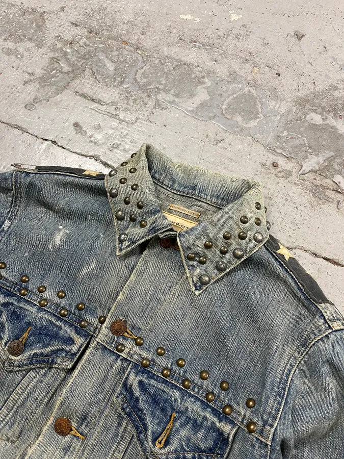 2000s Ralph Lauren Denim & Supply Pins Studded USA Flag Denim Jacket QvjqWcx 5