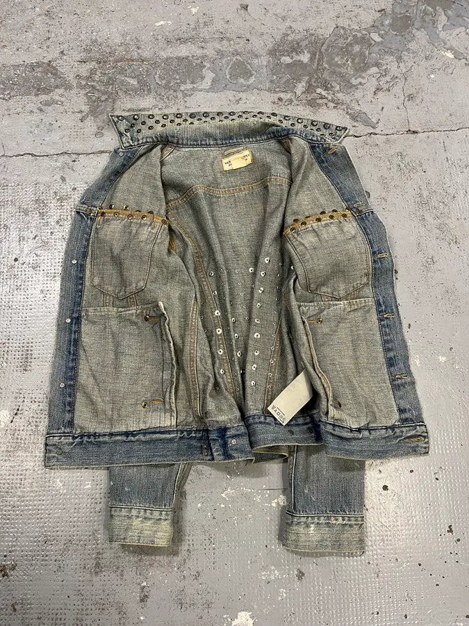 2000s Ralph Lauren Denim & Supply Pins Studded USA Flag Denim Jacket QvjqWcx 8