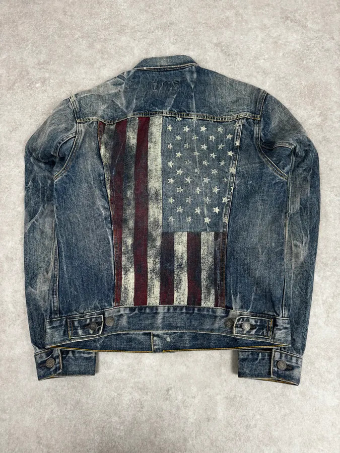 2000s Ralph Lauren Denim & Supply USA Flag Faded Blue Denim Jacket pPrqVHG 0