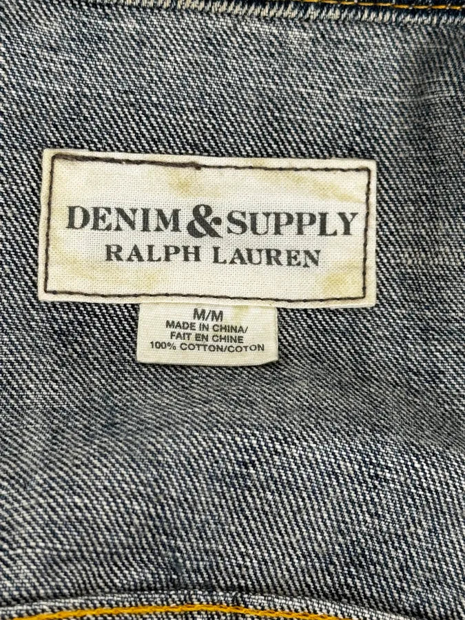 2000s Ralph Lauren Denim & Supply USA Flag Faded Blue Denim Jacket pPrqVHG 9