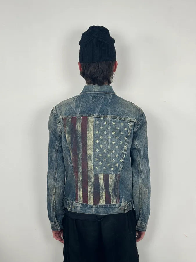 2000s Ralph Lauren Denim & Supply USA Flag Faded Blue Denim Jacket pPrqVHG 2