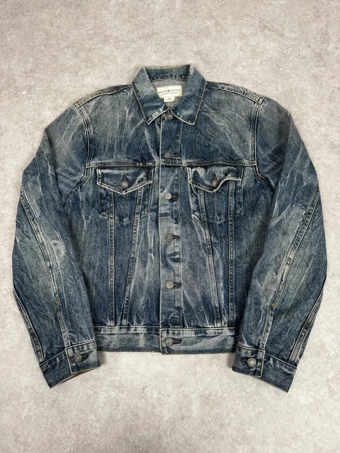 2000s Ralph Lauren Denim & Supply USA Flag Faded Blue Denim Jacket pPrqVHG 1