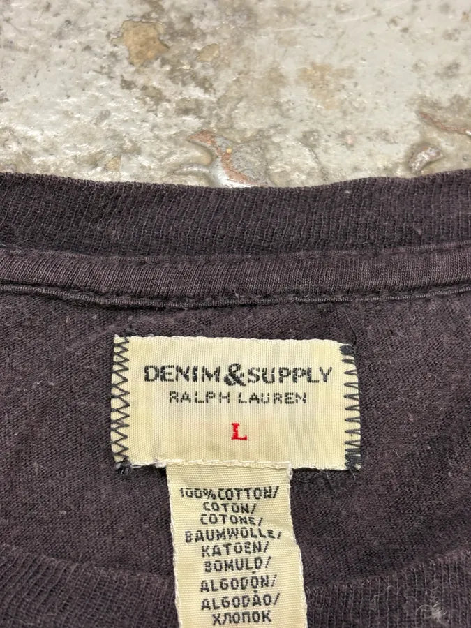 2000s Ralph Lauren Denim & Supply USA Japan Destroyed Flag Faded Black T-Shirt TgXQzIu 7