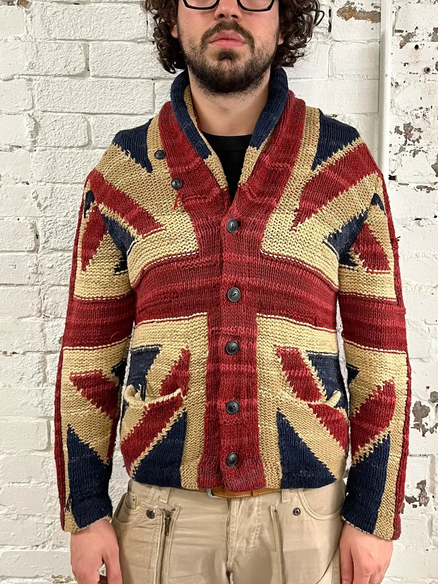 2000s Ralph Lauren Denim & Supply Wool UK Flag Buttoned Cardigan Sweater mklRnbz 1