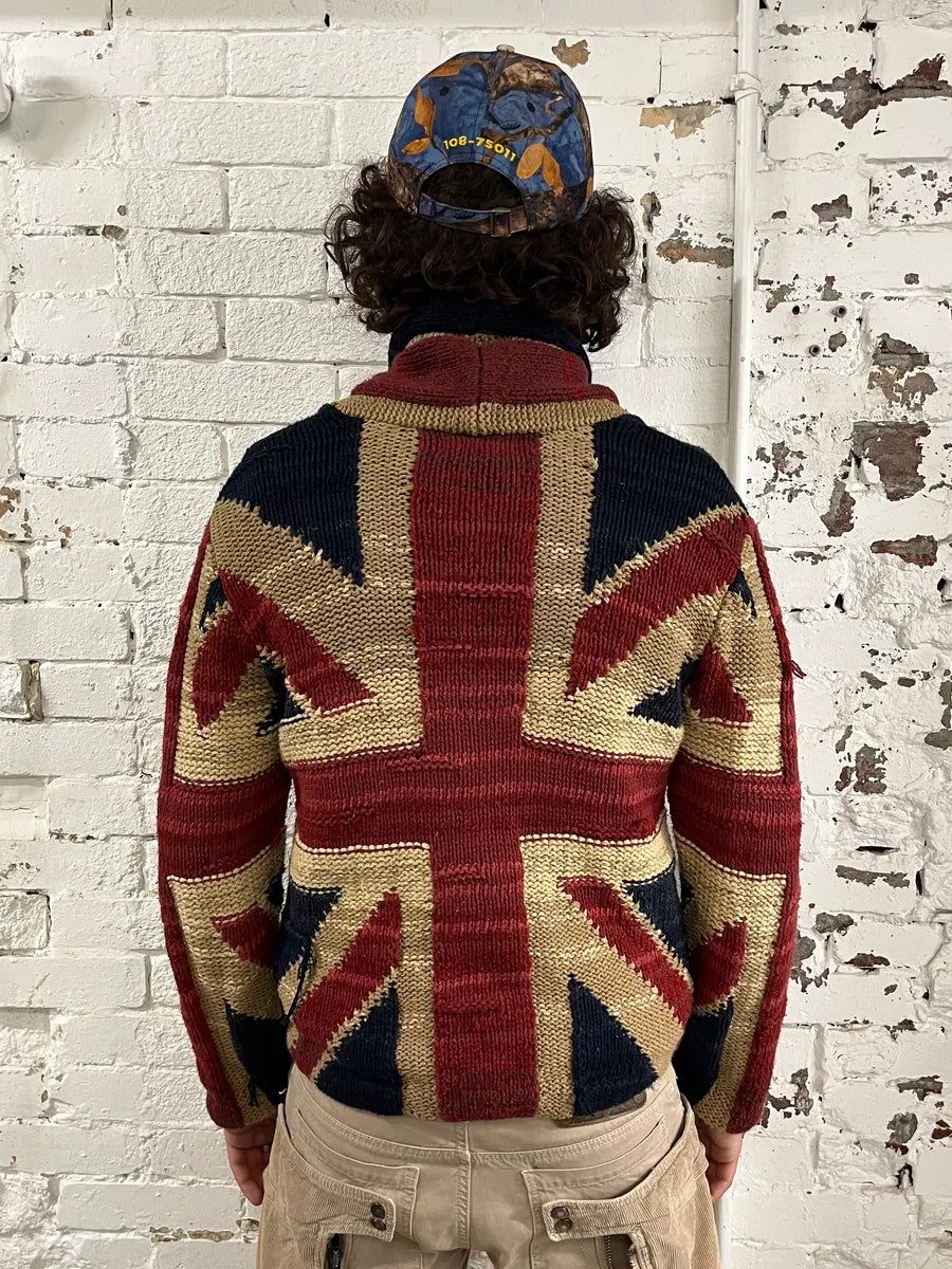 2000s Ralph Lauren Denim & Supply Wool UK Flag Buttoned Cardigan Sweater mklRnbz 2