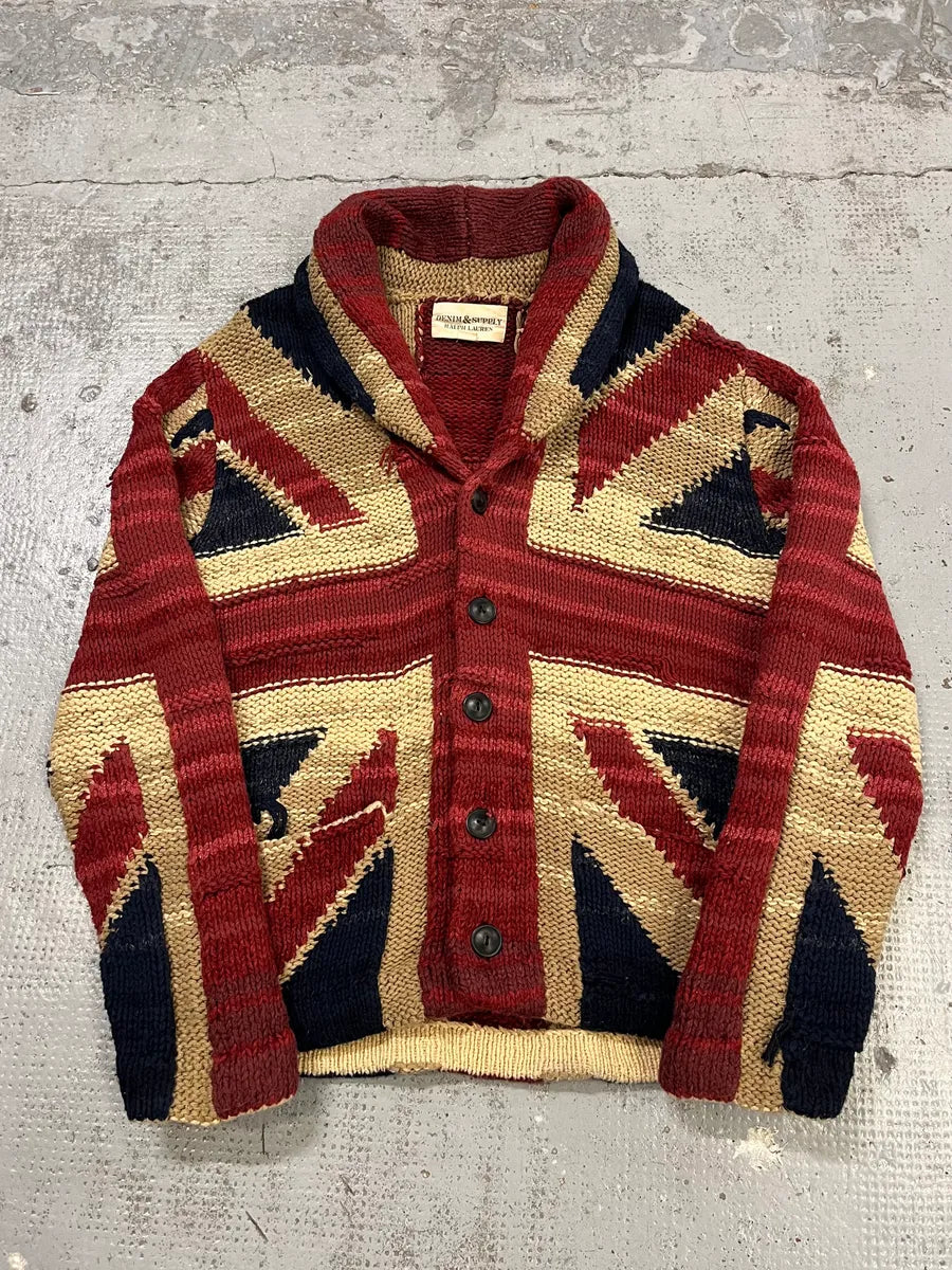 2000s Ralph Lauren Denim & Supply Wool UK Flag Buttoned Cardigan Sweater mklRnbz 3