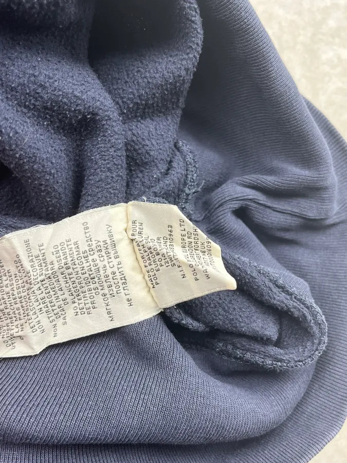2010s Ralph Lauren Denim Supply Navy Cotton Distressed Flag Hoodie kzBdpCr 8