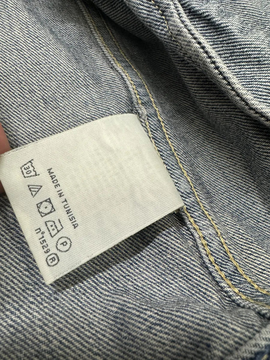 2000s Ralph Lauren Distressed Painted Blue Denim Flag Jacket GwLCHDv 8