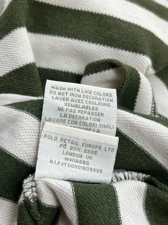2000s Ralph Lauren Forest Green White Striped Polo Shirt IDURqBo 10