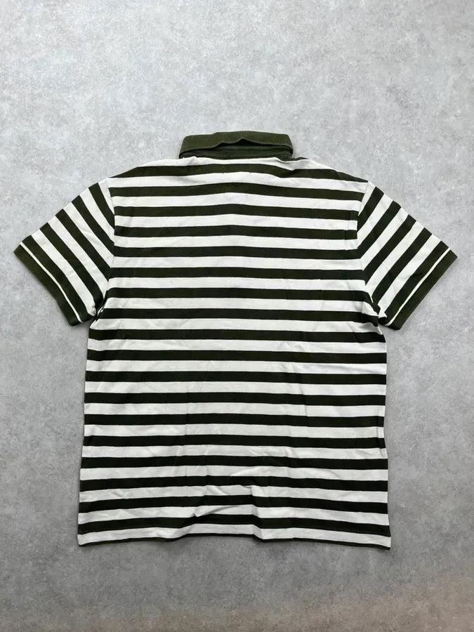 2000s Ralph Lauren Forest Green White Striped Polo Shirt IDURqBo 3