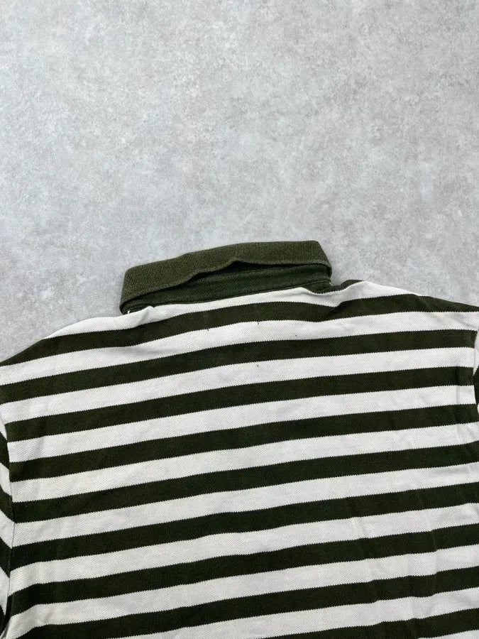 2000s Ralph Lauren Forest Green White Striped Polo Shirt IDURqBo 5