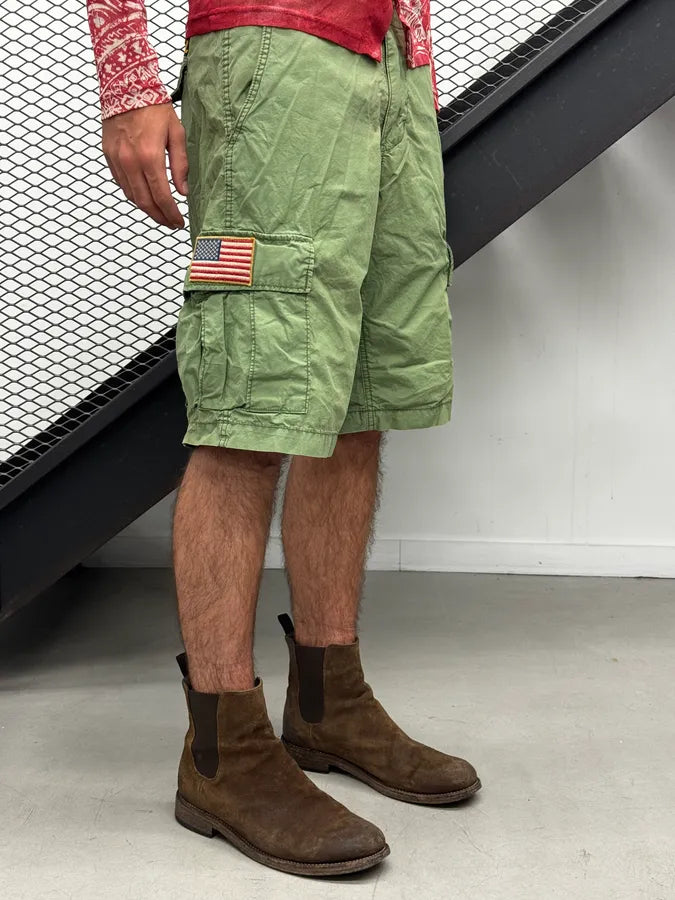 SS2011 Ralph Lauren Green Cargo USA Patch Shorts AKWRJPU 3