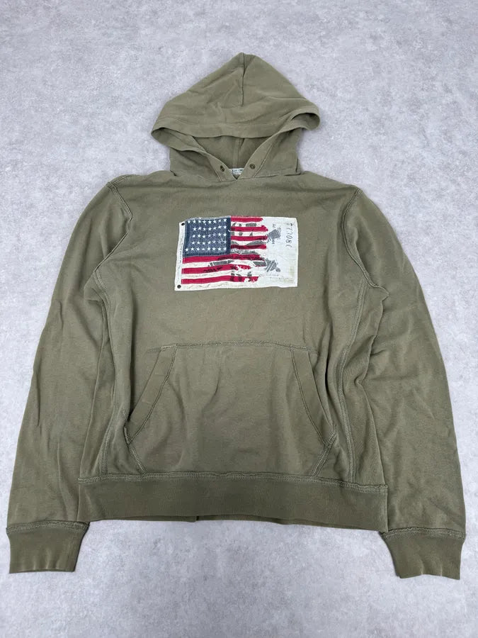 2000s Ralph Lauren Green USA Flag Hoodie FUAhGSf 0