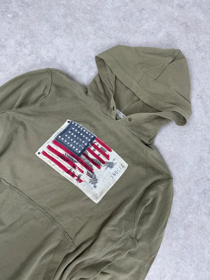 2000s Ralph Lauren Green USA Flag Hoodie FUAhGSf 3