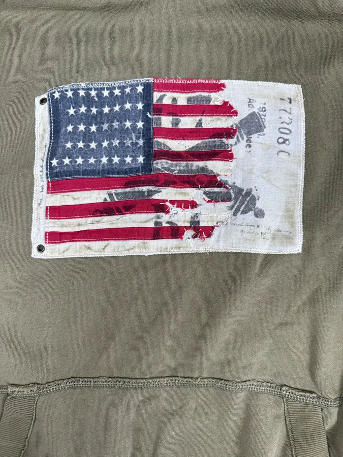 2000s Ralph Lauren Green USA Flag Hoodie FUAhGSf 4