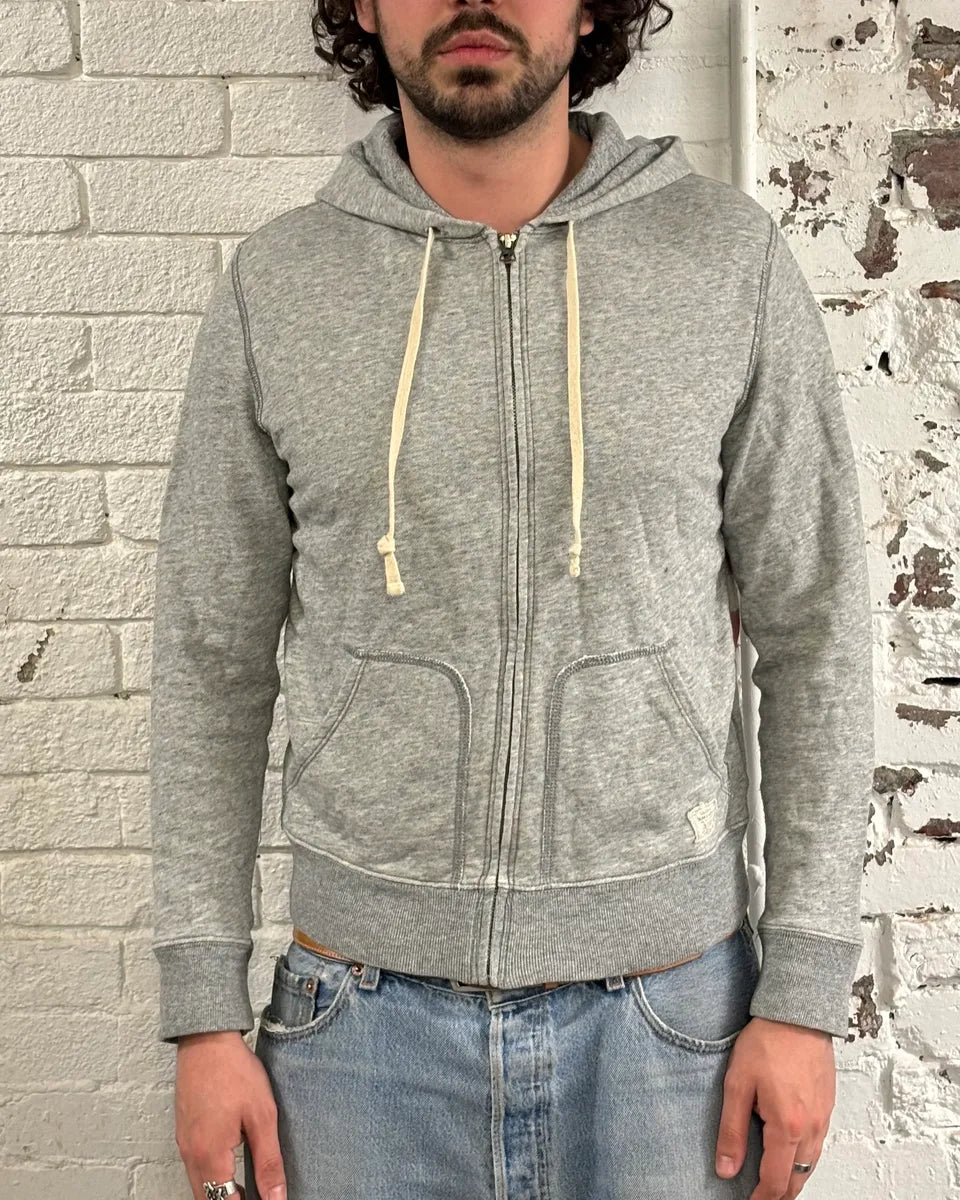2000s Ralph Lauren Grey American Flag Distressed Zip Hoodie MStsJzd 2