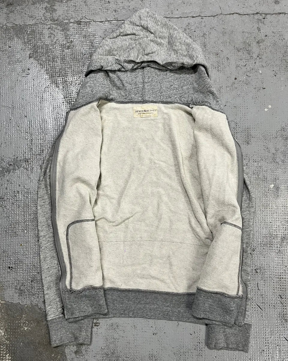 2000s Ralph Lauren Grey American Flag Distressed Zip Hoodie MStsJzd 9