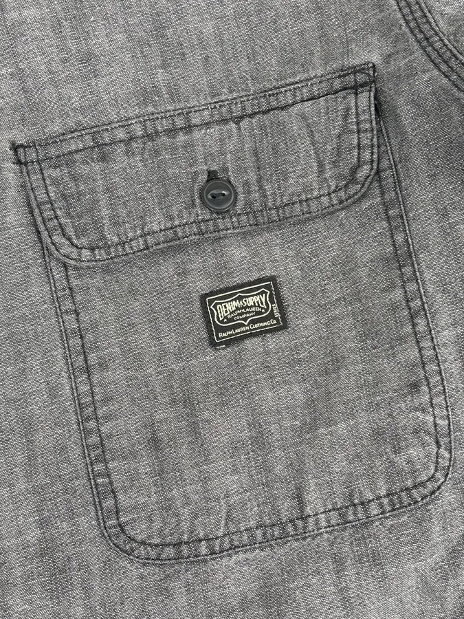 2000s Ralph Lauren Grey Denim Shirt American Flag Patch  IMFqCiz 8