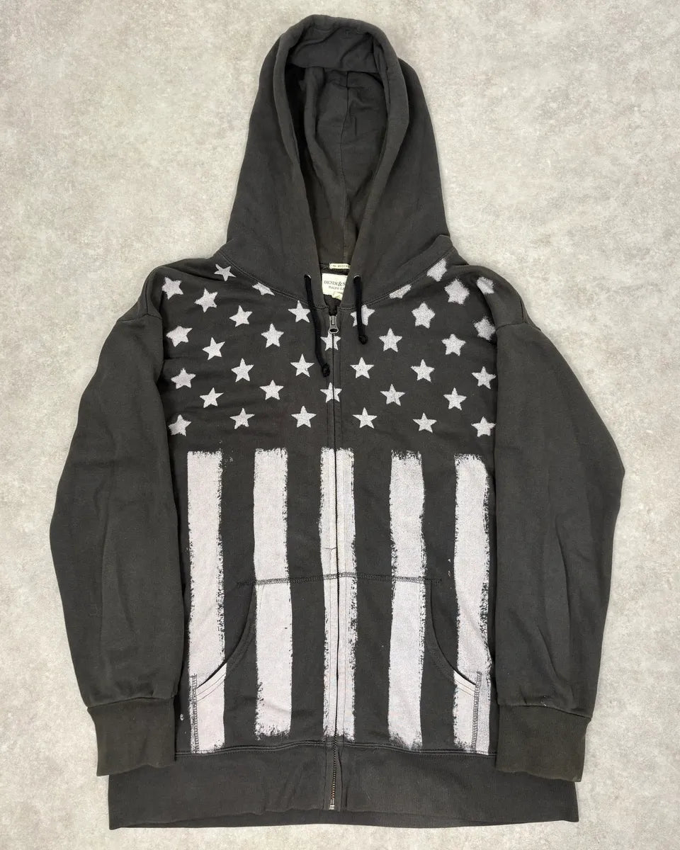2010s Ralph Lauren Grey Star USA Flag Zip-up Hoodie eVdBECX 0