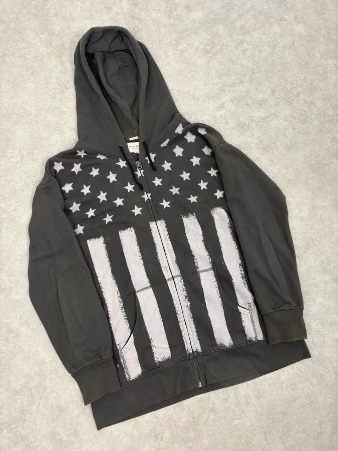 2010s Ralph Lauren Grey Star USA Flag Zip-up Hoodie eVdBECX 3