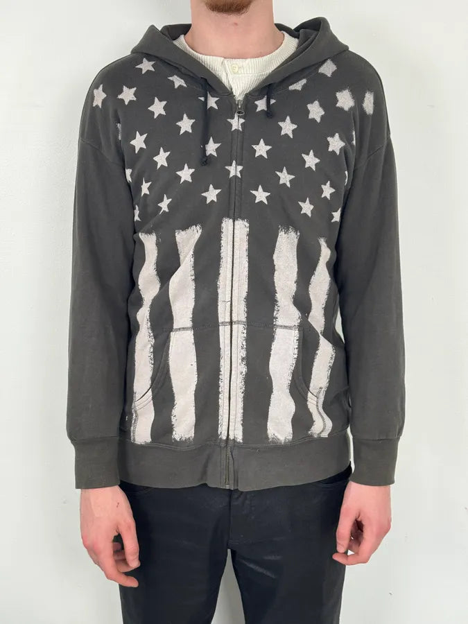 2010s Ralph Lauren Grey Star USA Flag Zip-up Hoodie eVdBECX 1