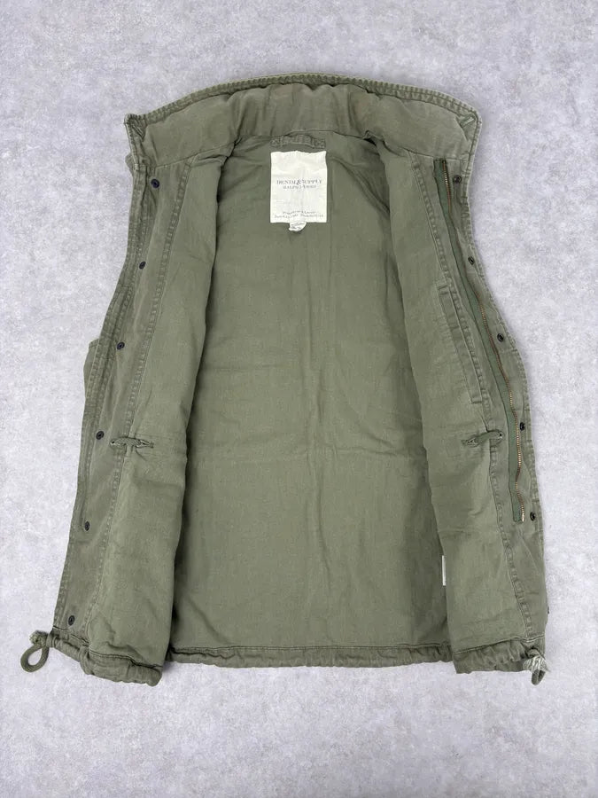 2000s Ralph Lauren Khaki USA Flag Distressed Cargo Vest NcZgmPx 6