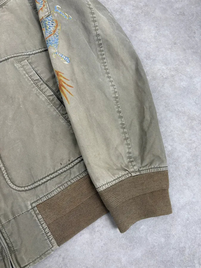 2000s Ralph Lauren Khaki Military Tiger Bomber Jacket EpyjmmP 7