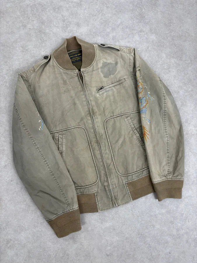 2000s Ralph Lauren Khaki Military Tiger Bomber Jacket EpyjmmP 3