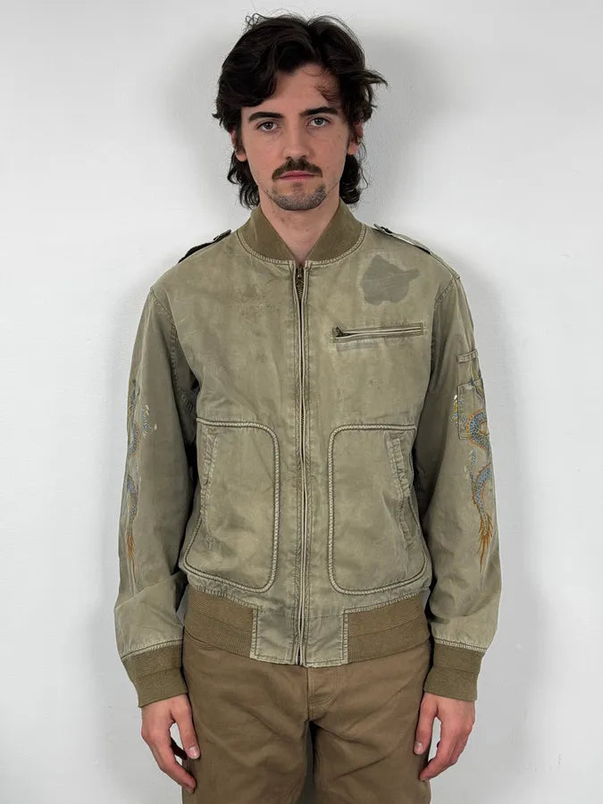 2000s Ralph Lauren Khaki Military Tiger Bomber Jacket EpyjmmP 1