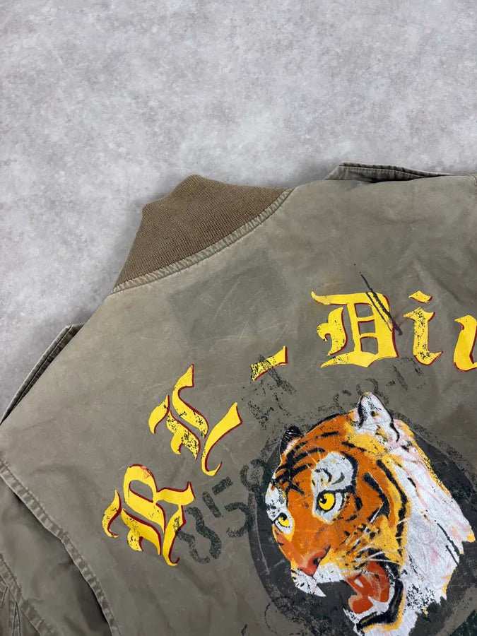 2000s Ralph Lauren Khaki Military Tiger Bomber Jacket EpyjmmP 8