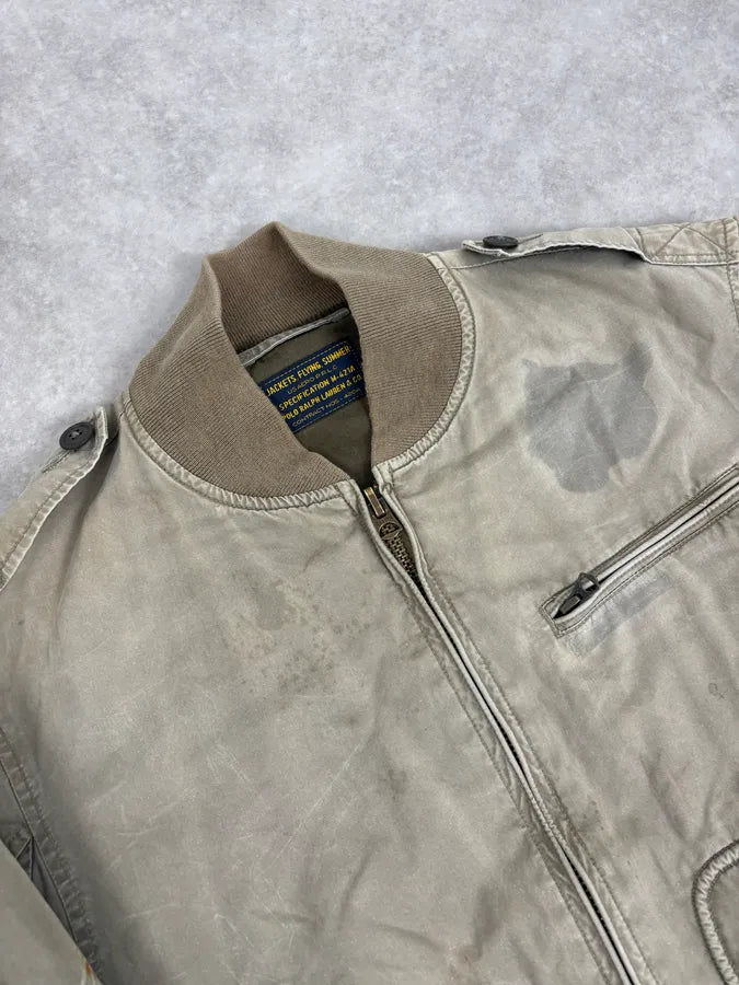 2000s Ralph Lauren Khaki Military Tiger Bomber Jacket EpyjmmP 4