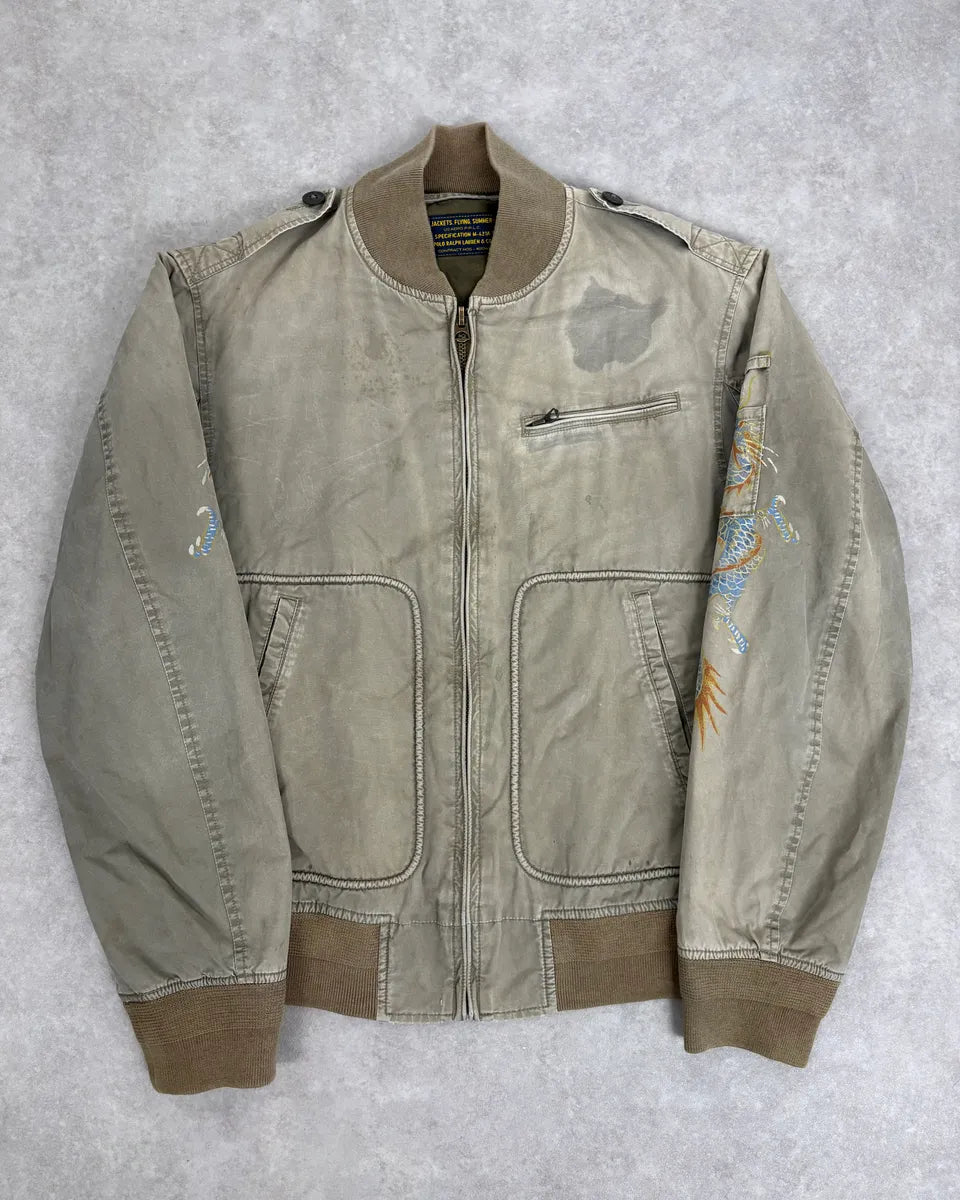 2000s Ralph Lauren Khaki Military Tiger Bomber Jacket EpyjmmP 0