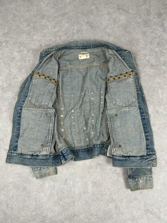 2010s Ralph Lauren Light Blue Studded USA Flag Denim Jacket ZOgEwzd 8