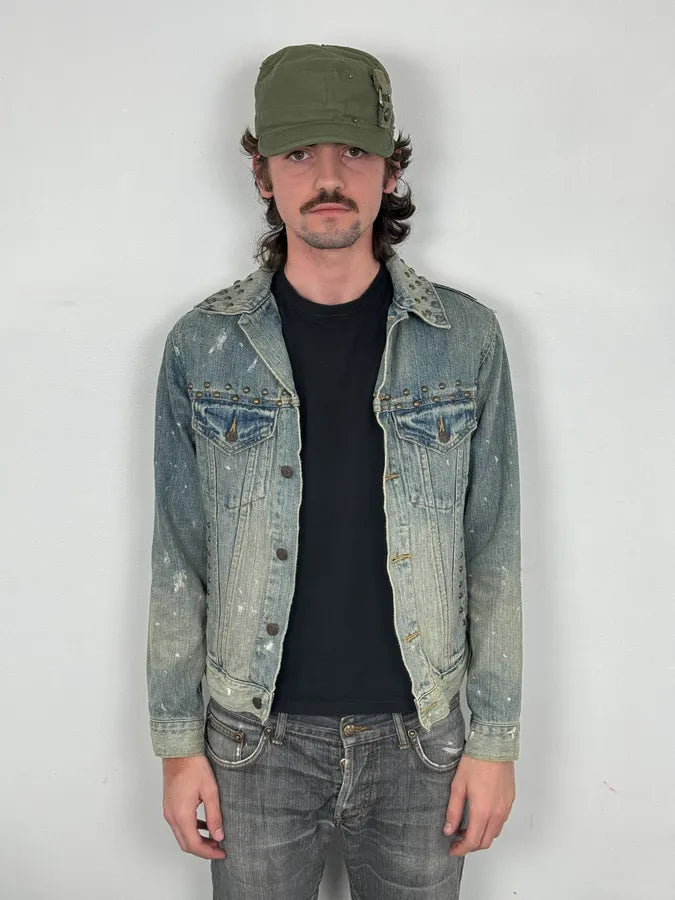 2010s Ralph Lauren Light Blue Studded USA Flag Denim Jacket ZOgEwzd 2