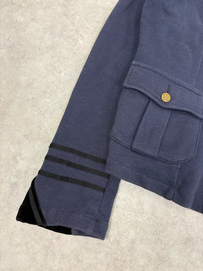 2010s Ralph Lauren Navy & Black Velvet Officer Jacket tJcxhdG 7