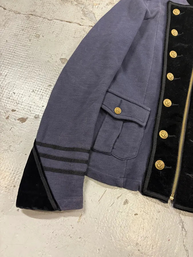 2000s Ralph Lauren Navy & Black Velvet Officer Jacket iieYLCR 6