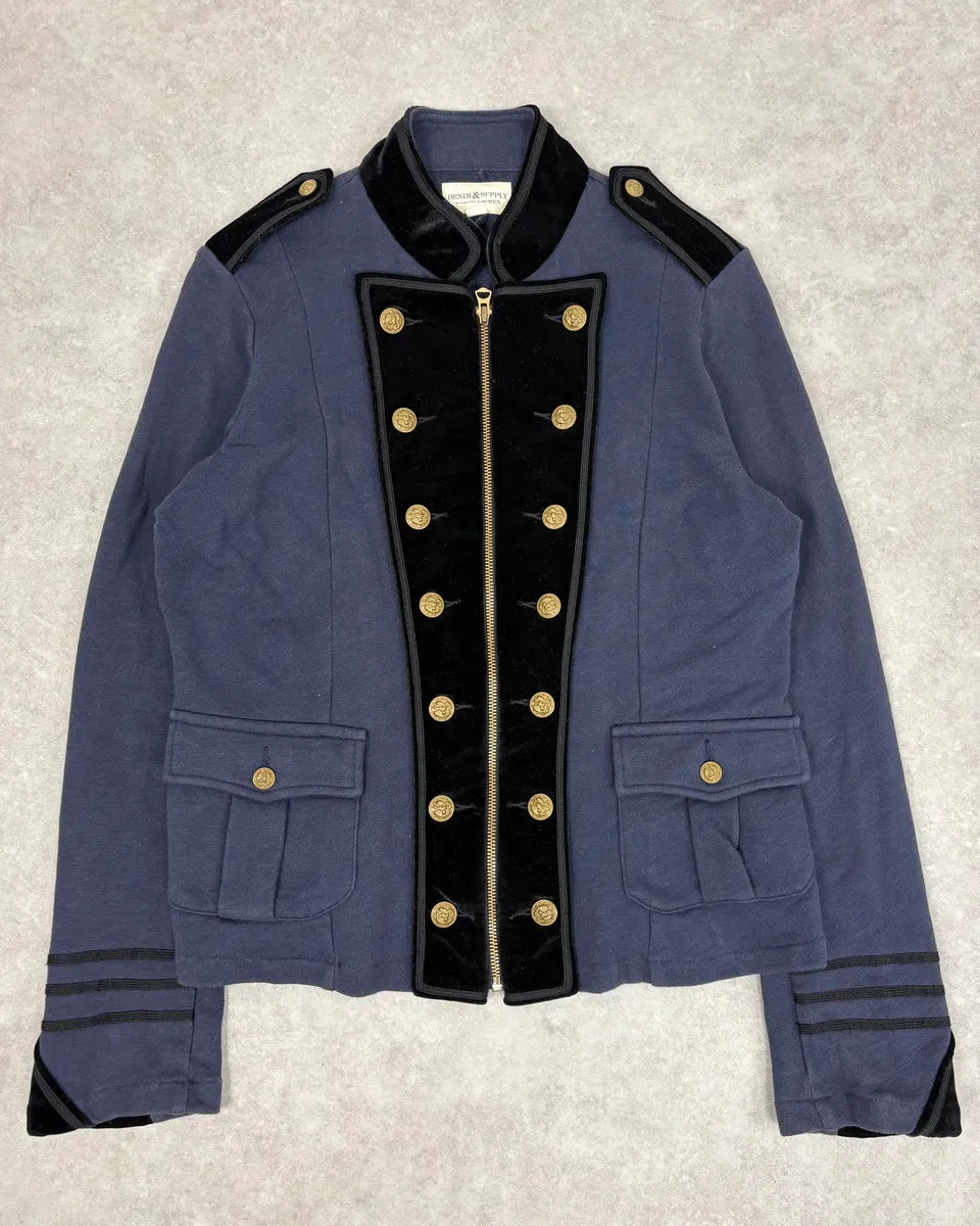 2010s Ralph Lauren Navy & Black Velvet Officer Jacket tJcxhdG 0
