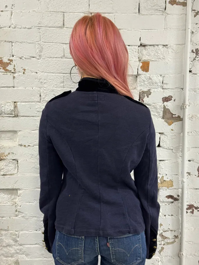 2000s Ralph Lauren Navy & Black Velvet Officer Jacket iieYLCR 2