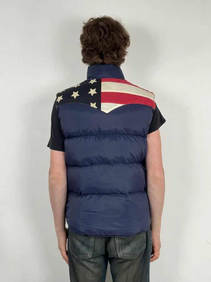 2000s Ralph Lauren Navy & Camo Reversible USA FLAG Puffer Vest rQrwTCg 4