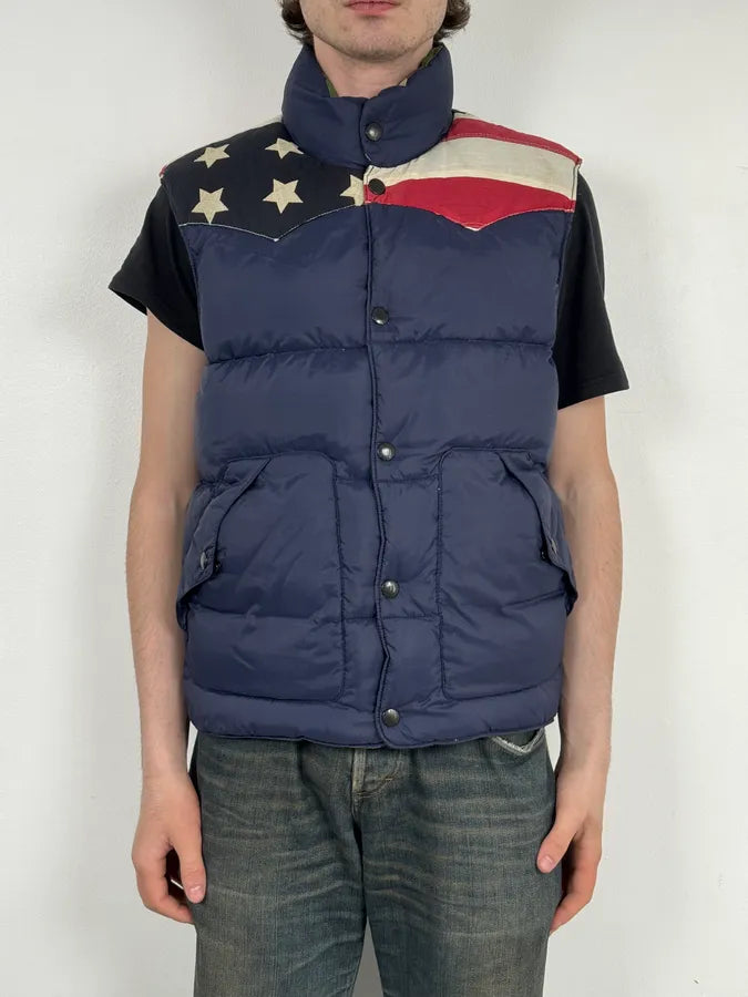 2000s Ralph Lauren Navy & Camo Reversible USA FLAG Puffer Vest rQrwTCg 2
