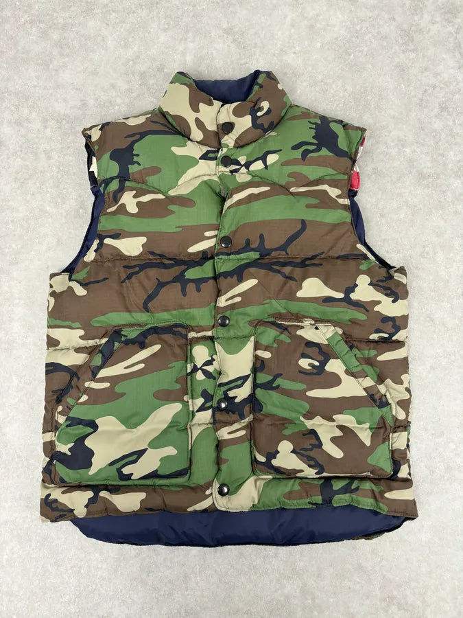 2000s Ralph Lauren Navy & Camo Reversible USA FLAG Puffer Vest rQrwTCg 1