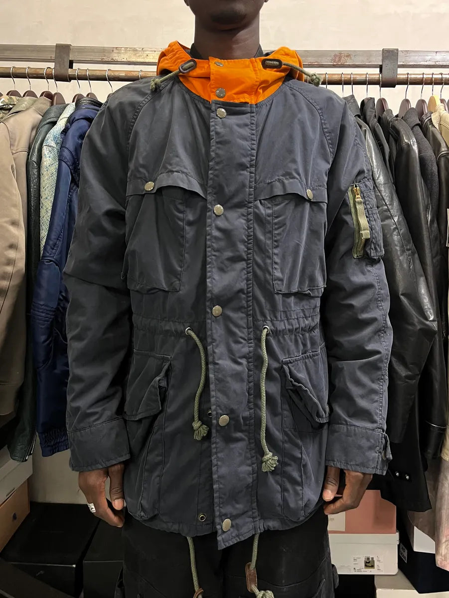2000s Ralph Lauren Navy & Orange Hooded Parka Jacket XNARGAz 1