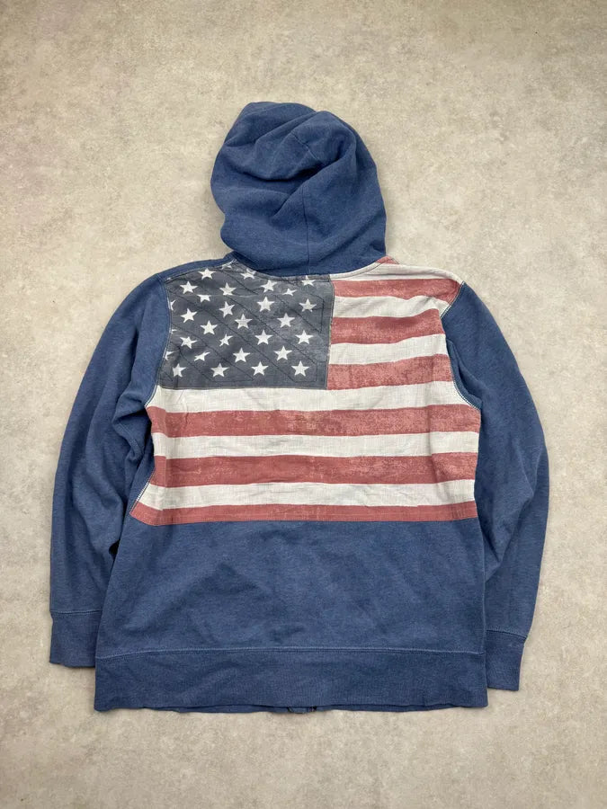 2010s Ralph Lauren Navy American Flag Zip-up Hooded Sweater WQCfTsQ 2