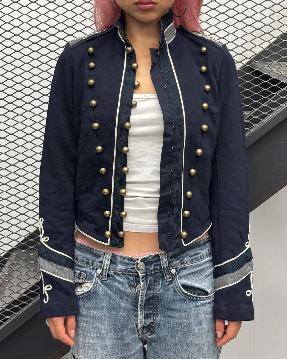 2000s Ralph Lauren Navy Embroidered Officer Jacket qLMgZUl 1