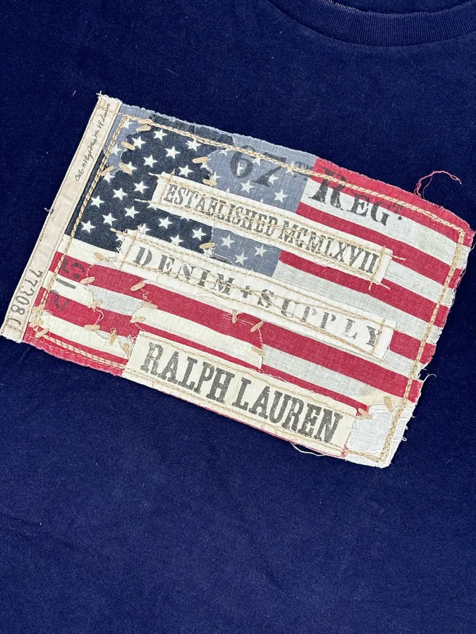 2000s Ralph Lauren Navy USA Flag Graphic T-Shirt  bUxWbxf 6