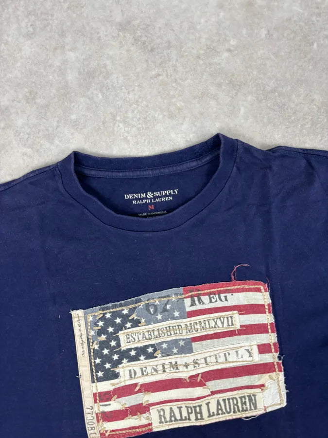 2000s Ralph Lauren Navy USA Flag Graphic T-Shirt  bUxWbxf 3